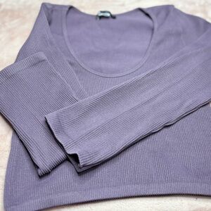 Women’s Zara Large Ribbed Purple Crop Top‎